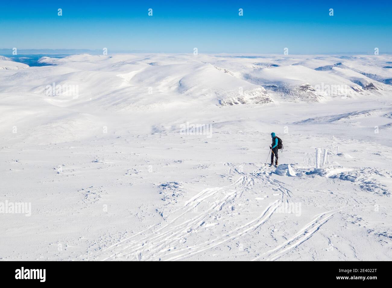 Skibergsteigen auf Snohetta in Dovre, einem der höchsten Berge Norwegens Stockfoto