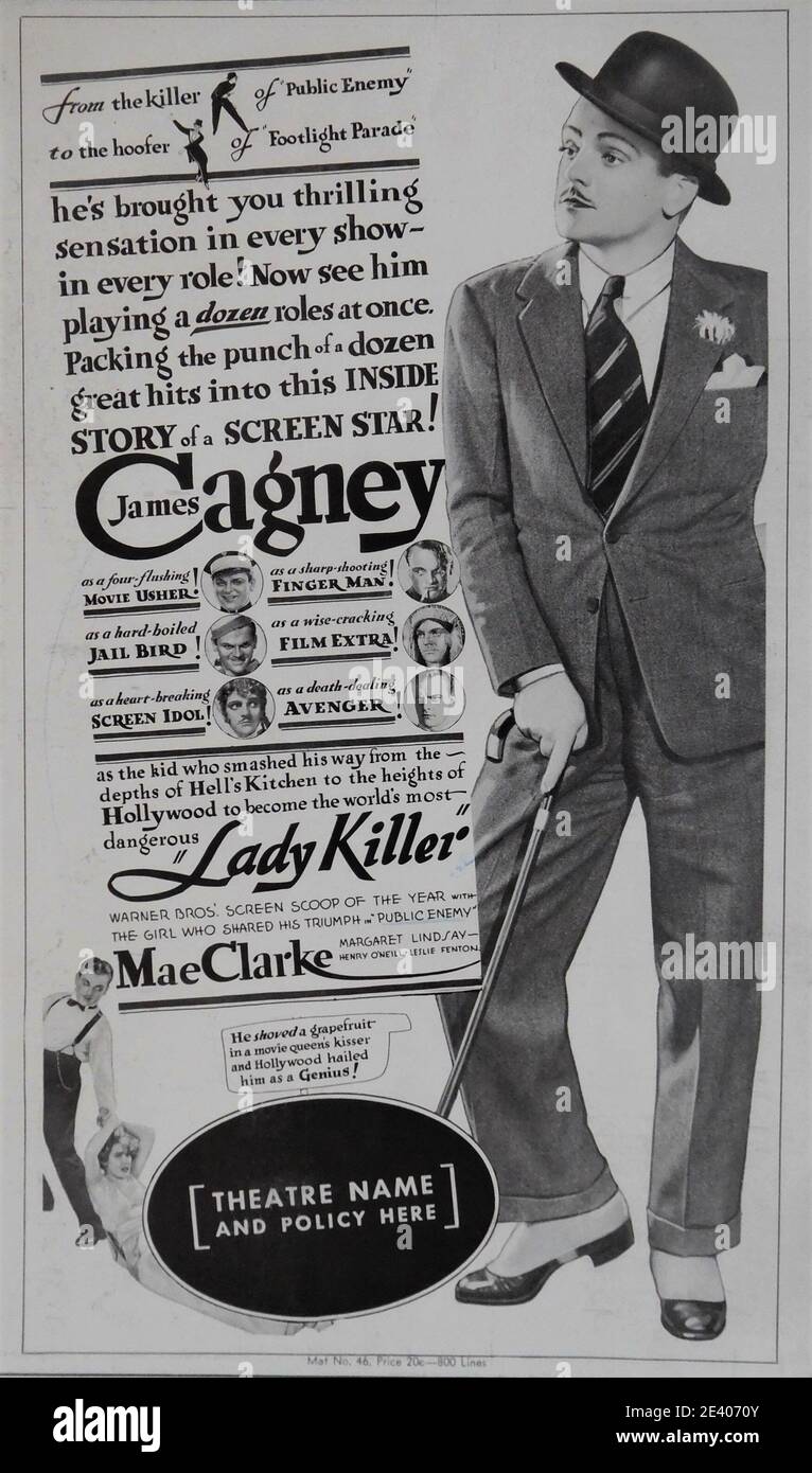 JAMES CAGNEY in LADY KILLER 1933 Regisseur ROY DEL RUTH Story The Finger man von Rosalind Keating Shaffer Kostümdesign Orry-Kelly Warner Bros. Stockfoto