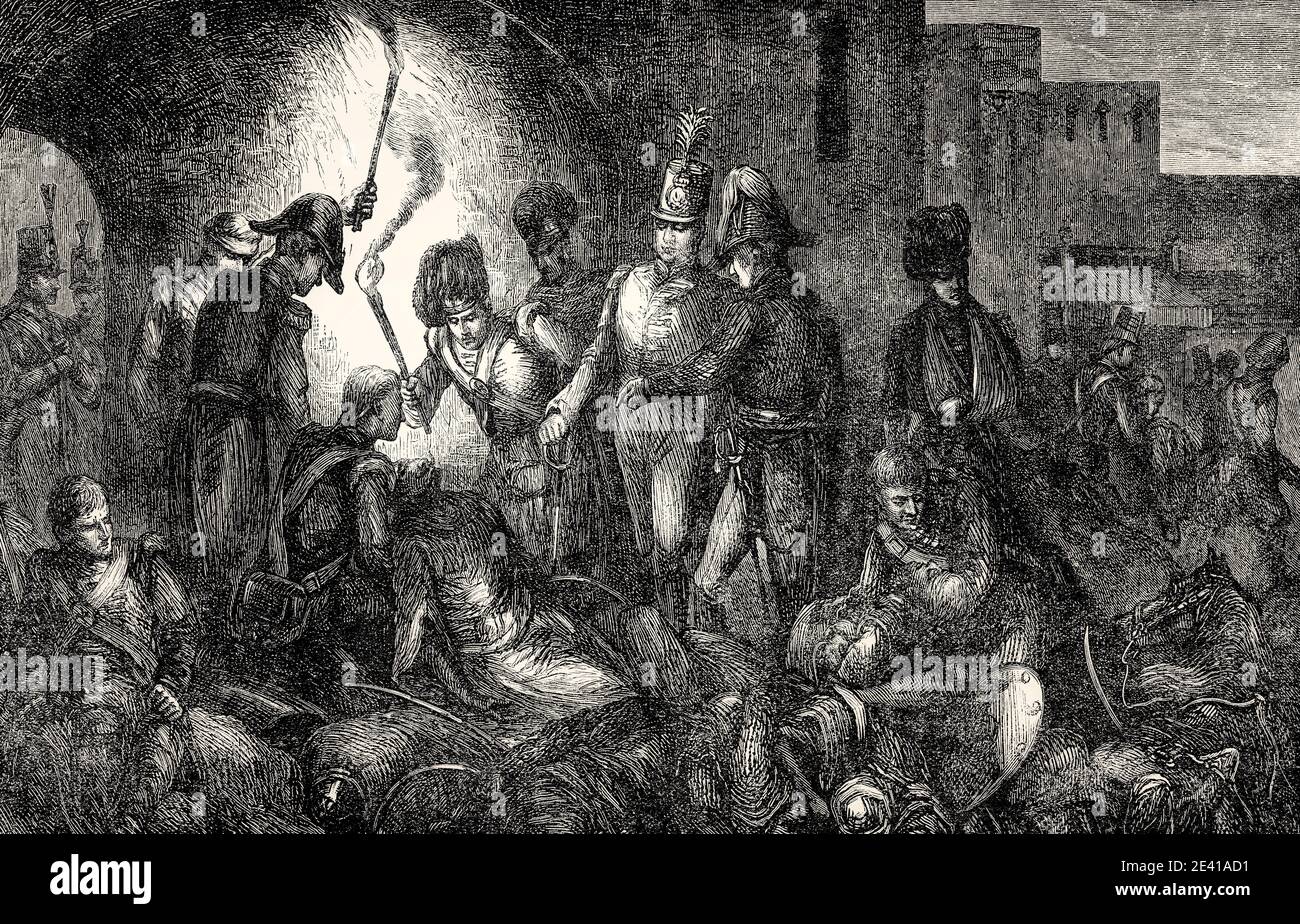 Tod von Tipu Sultan, 4. Mai 1799, Srirangapatna, Vierter Mysore-Krieg, Herrscher des Königreichs Mysore, aus britischen Schlachten auf Land und Meer, von James Grant Stockfoto