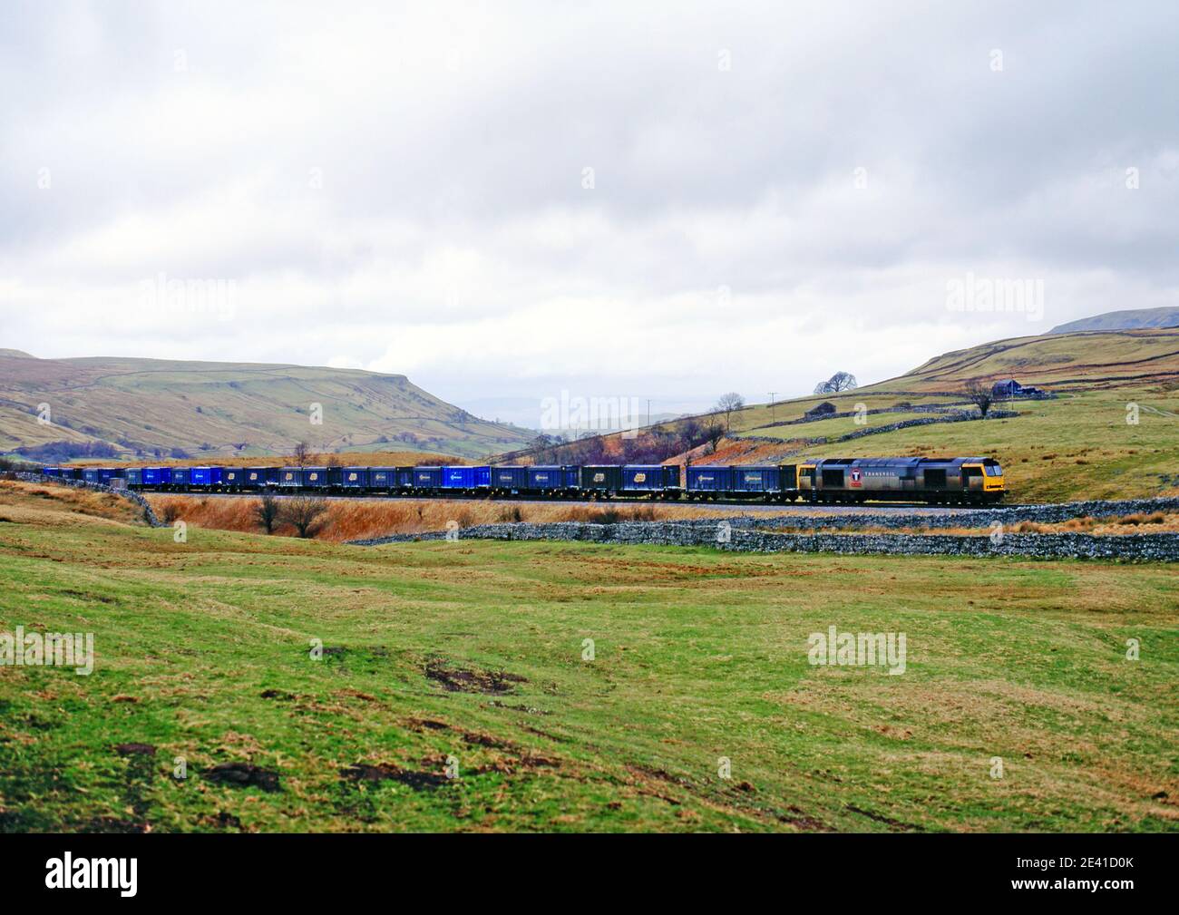 Klasse 60 auf Container-Freght bei AIS Gill, begleichen Carlisle Bahn, England Stockfoto