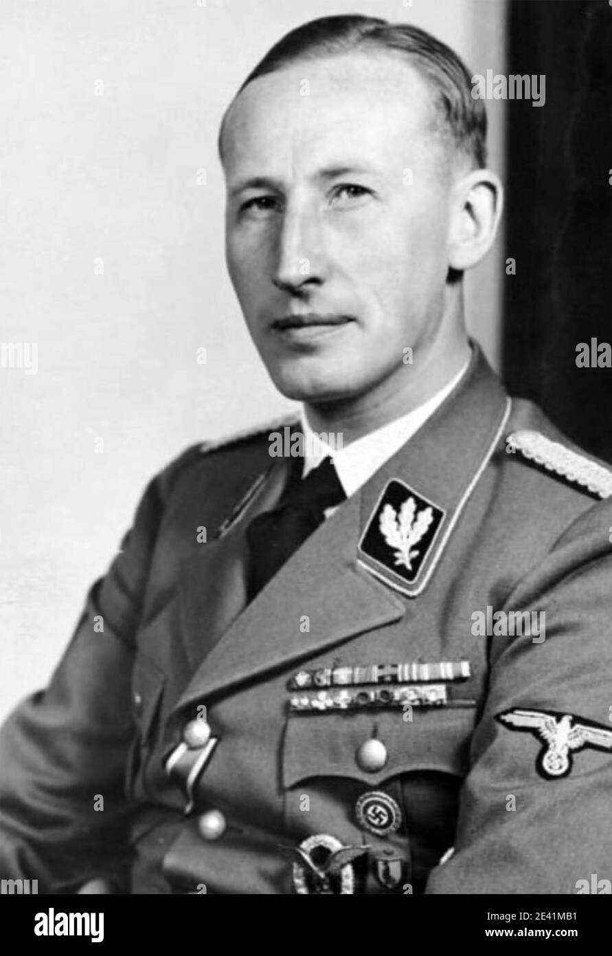 REINHARD HEYDRICH (1904-1942) deutscher SS-Offizier und Hauptarchitekt des Holocaust auf einem Foto von 1940. Stockfoto