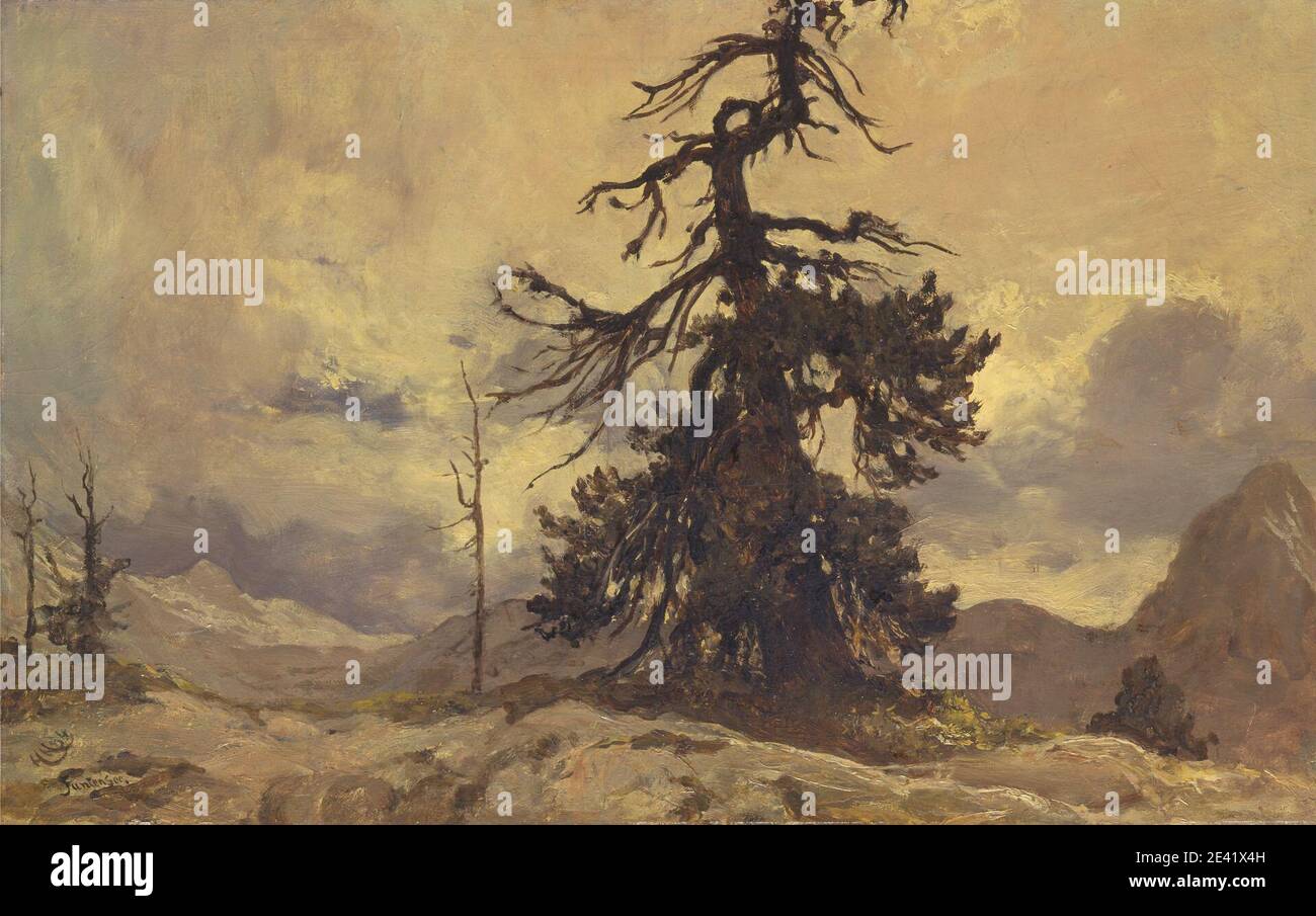 Sir Hubert von Herkomer, 1849â € "1914, britische, die sterbende Monarch, Funtensee, 1884. Öl auf Leinwand. Äste, tot, trocken, See, Landschaft, Monarch, Berge, Himmel, Reisen, Bäume. Bayern, Berchtesgaden, Nationalpark, Deutschland Stockfoto