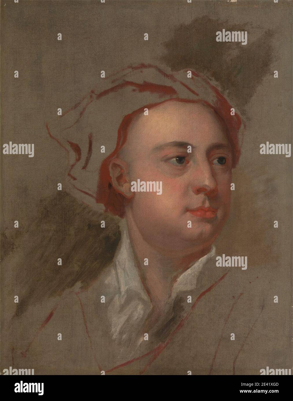 William Aikman, 1682â € "1731, britische, eine unvollendete Studie des Kopfes von James Thomson, ca. 1725. Öl auf Leinwand. Kostüm, Mann, Porträt, Studie (visuelle Arbeit), unvollendet. Thomson, James Stockfoto