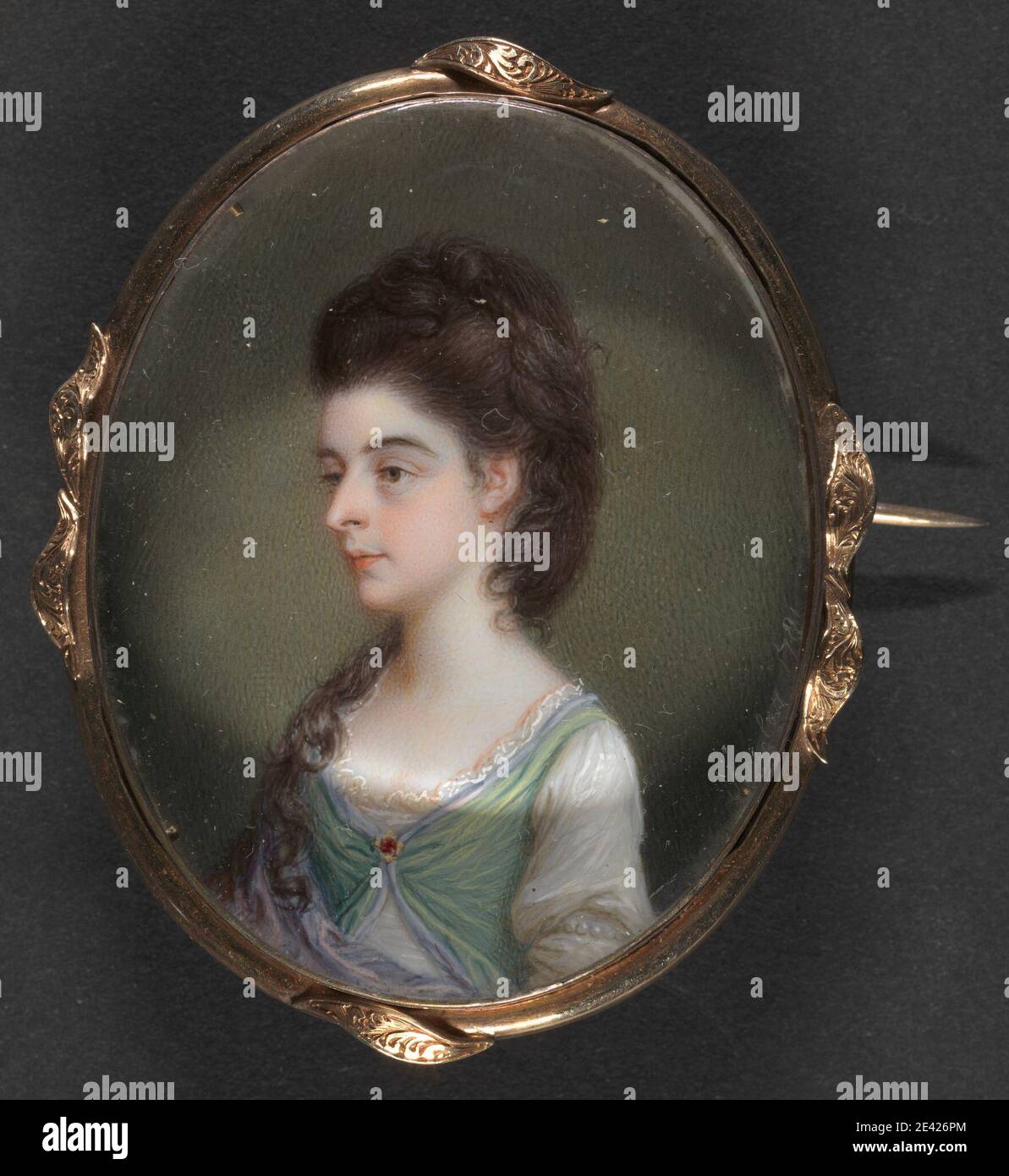 James Scoiller, 1741â € "1812, britische, Portrait of a Lady, 1781. Gouache und Aquarell auf Elfenbein. Porträt Stockfoto