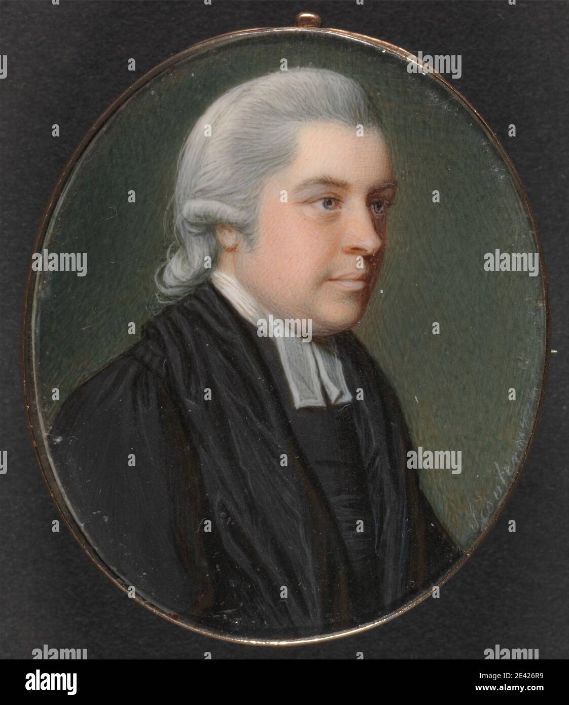James Scoiller, 1741â € "1812, britische, Porträt eines Kleriker, 1774. Gouache und Aquarell mit Kratzer auf Elfenbein. Porträt Stockfoto