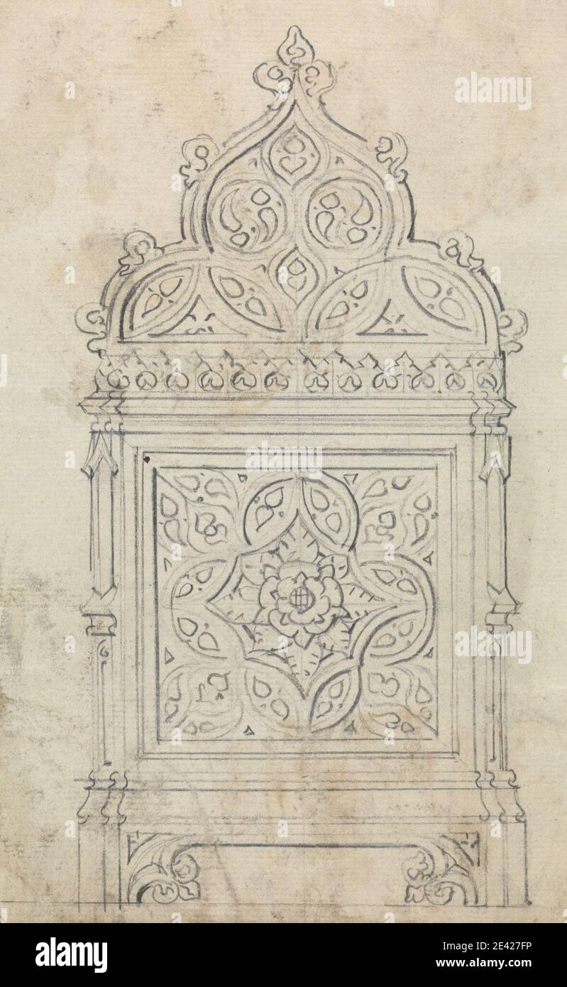 Augustus Welby Northmore Pugin, 1812â € "1852, britische, Design für Gothic Ornamentik, undated. Graphit auf mittlerem, mäßig strukturiertem, cremefarbenem Papier. Architekturmotiv, Architektur, Design, Gotik (Mittelalter), Ornamentik Stockfoto