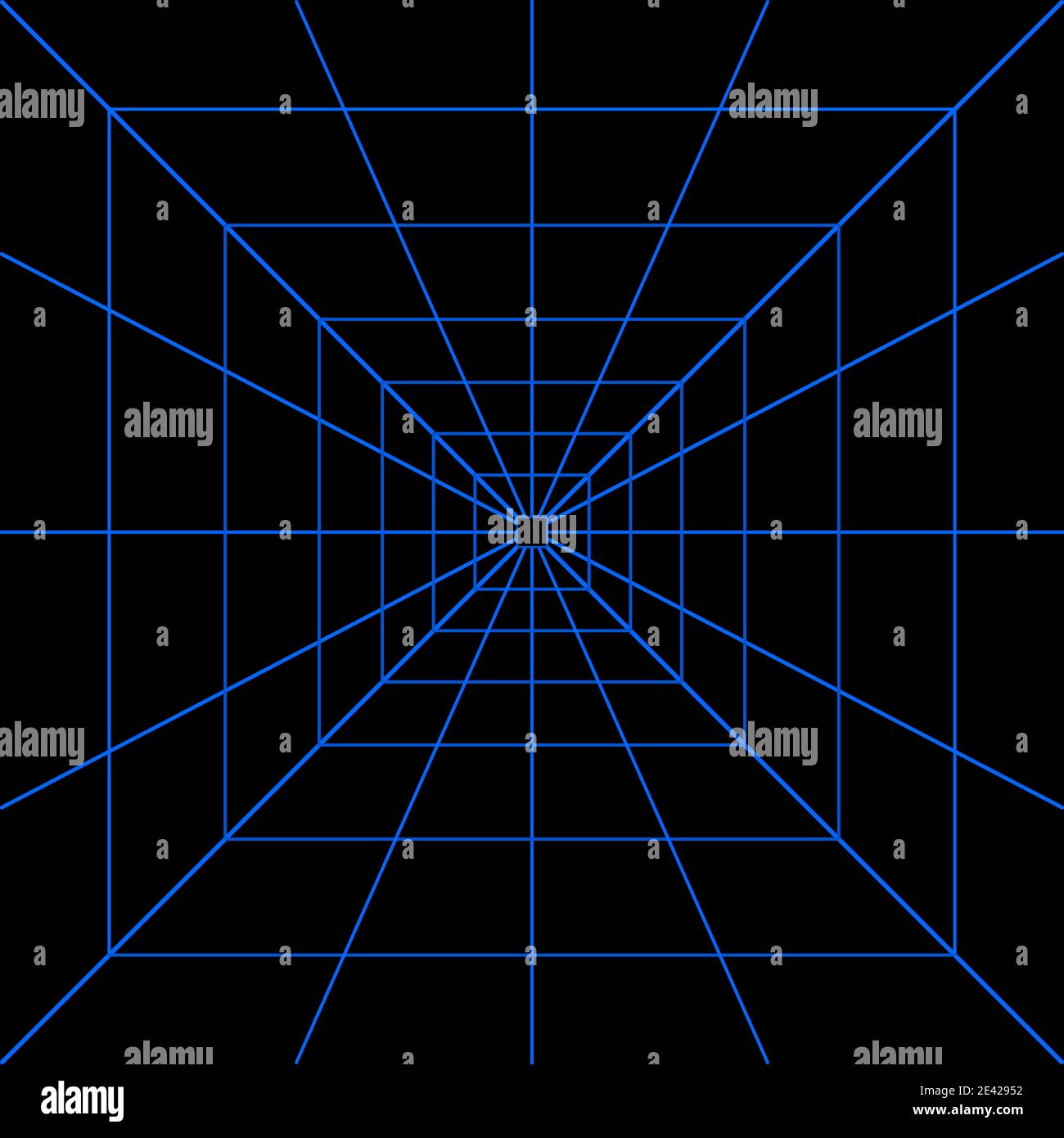 Blaue perspektivische Linien auf schwarzem Hintergrund. Stockfoto Blaue perspektivische Linien auf schwarzem Hintergrund. Stockfoto