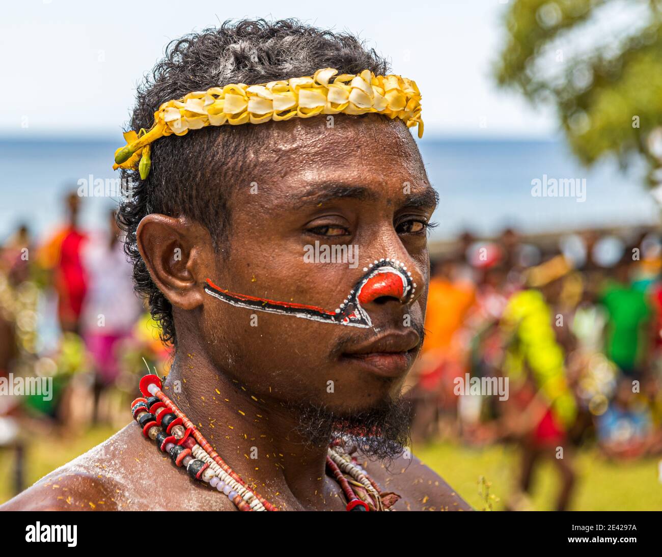 Traditioneller Milamala-Tanz der Trobriand-Inseln während des Festivals der freien Liebe, Kwebwaga, Papua-Neuguinea Stockfoto