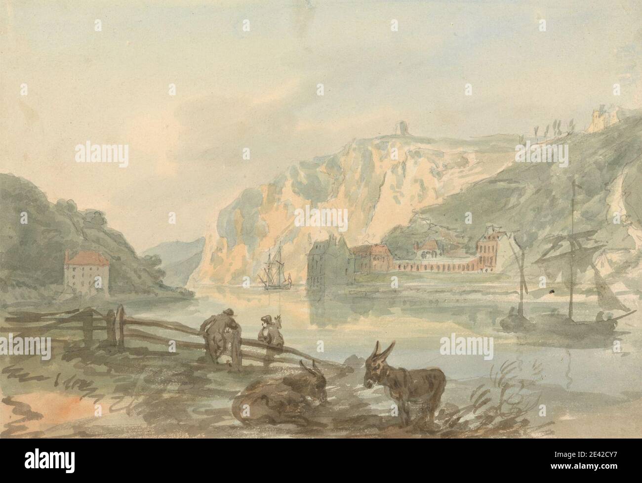 Nicholas Pocock, 1740â € "1821, britische, Hotwells von Rownham Ferry, undated. Aquarell und Graphit auf mittelschwerem, leicht strukturiertem, cremefarbenen Papier. Stockfoto