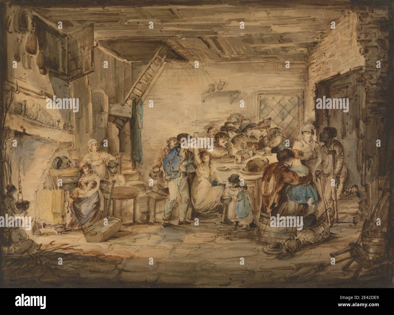 Nicholas Pocock, 1740â € "1821, Briten, Interieur eines Gasthauses, ca. 1815. Aquarell und Pinsel und braune Tinte über Graphit auf dickem, leicht strukturiertem, cremefarbenen Papier. Stockfoto