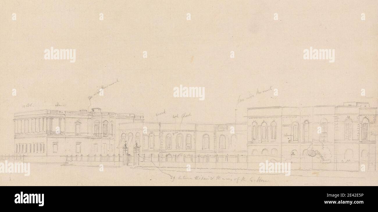 Thomas Daniell, 1749â € "1840, Briten, aktiv in Indien, Architectural Study, undated. Graphit auf Medium, mäßig strukturiert, creme, Papier gelegt, montiert auf mäßig dick, leicht strukturiert, creme, wove Papier. Architekturmotiv, Architektur, Gebäude, Säulen, Studie (visuelle Arbeit), Fenster Stockfoto