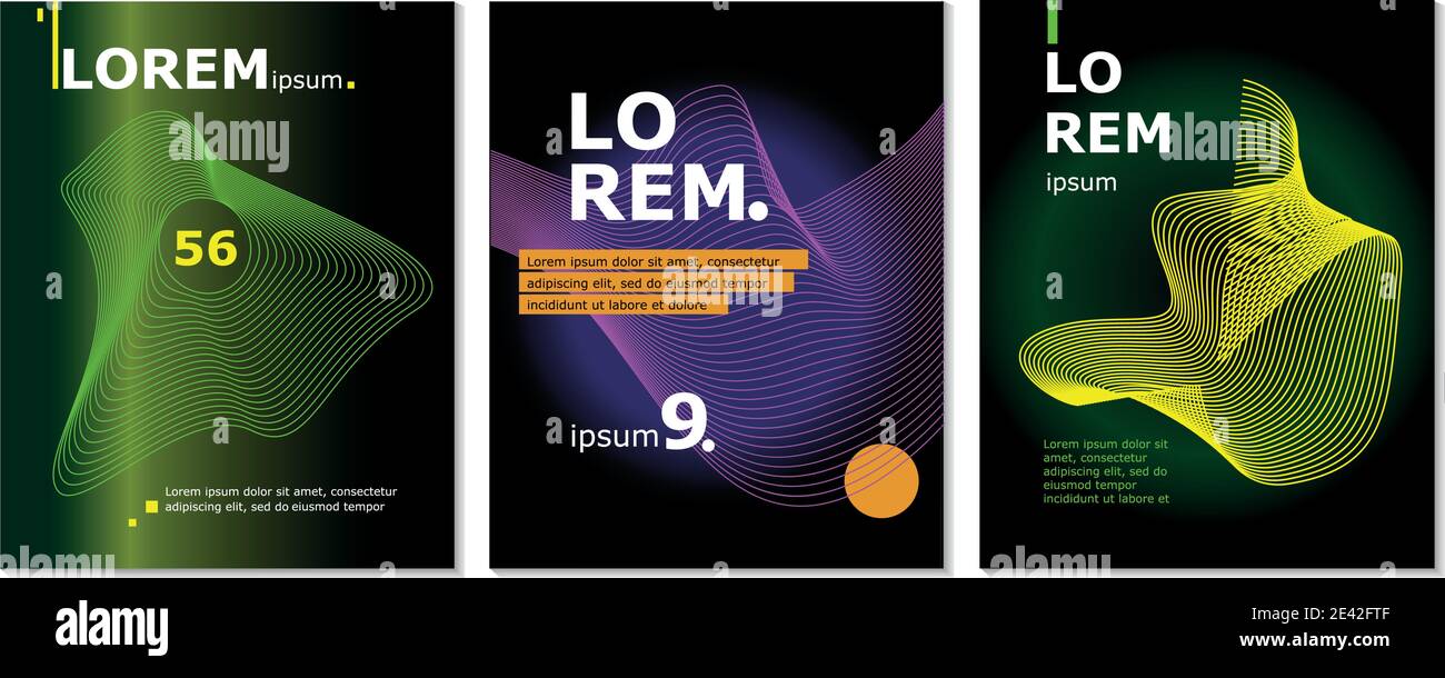 Set von Broschüre, Jahresbericht, Flyer-Design-Vorlagen mit Linienformen. Vektorgrafiken für Geschäftspräsentation, Layout-Vorlagen Designs Stock Vektor