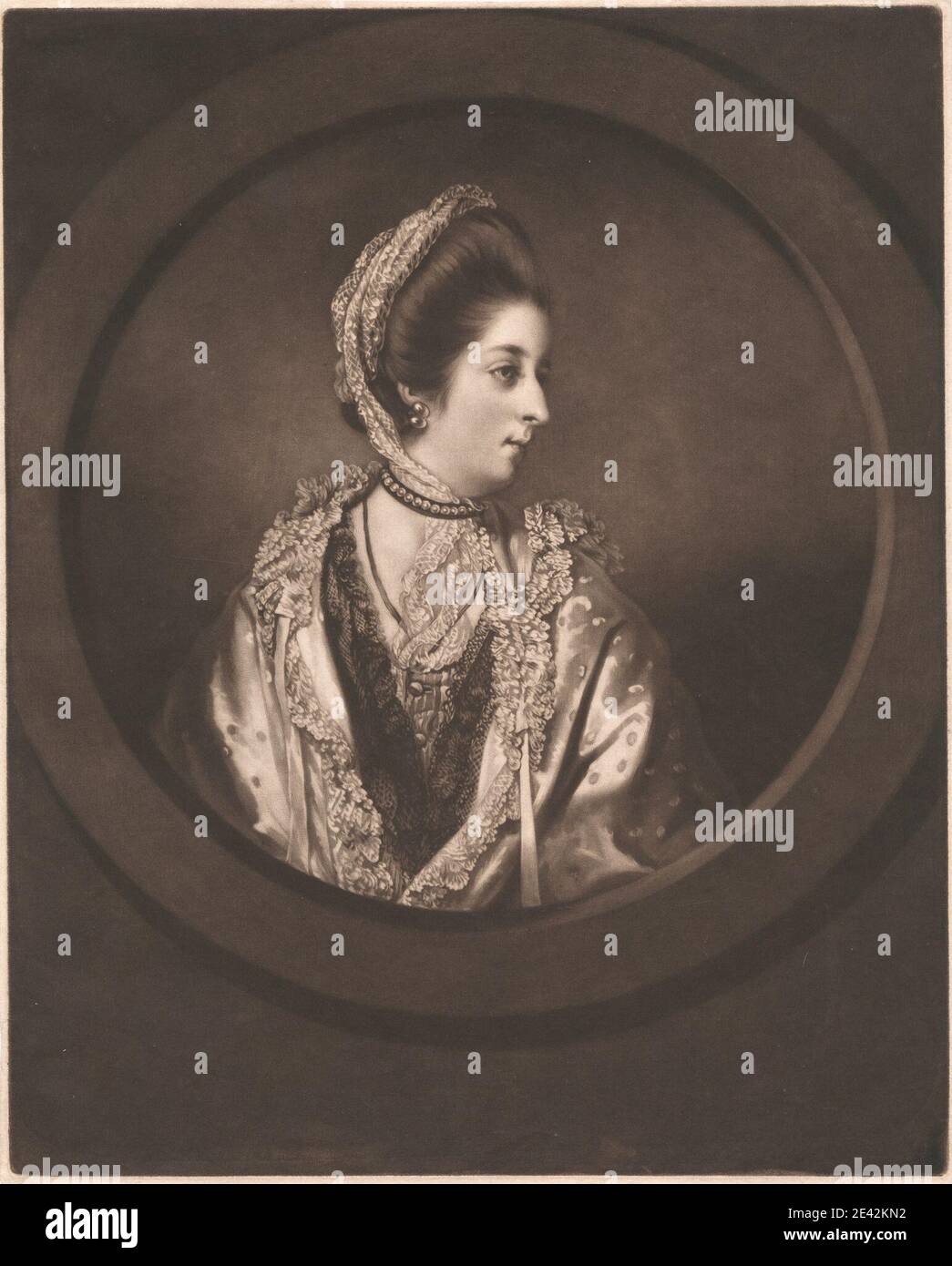 Druck gemacht von James Watson, 1740â €"1790, Briten, Lady Almeria Carpenter, ca. 1768. Mezzotint (erster Zustand) auf mittlerem, mäßig strukturiertem, cremefarbenen, gedeckten Papier. Zimmermann, Almeria oder Zimmermann, Lady Almeria (1752â € "1809), Höfling Stockfoto