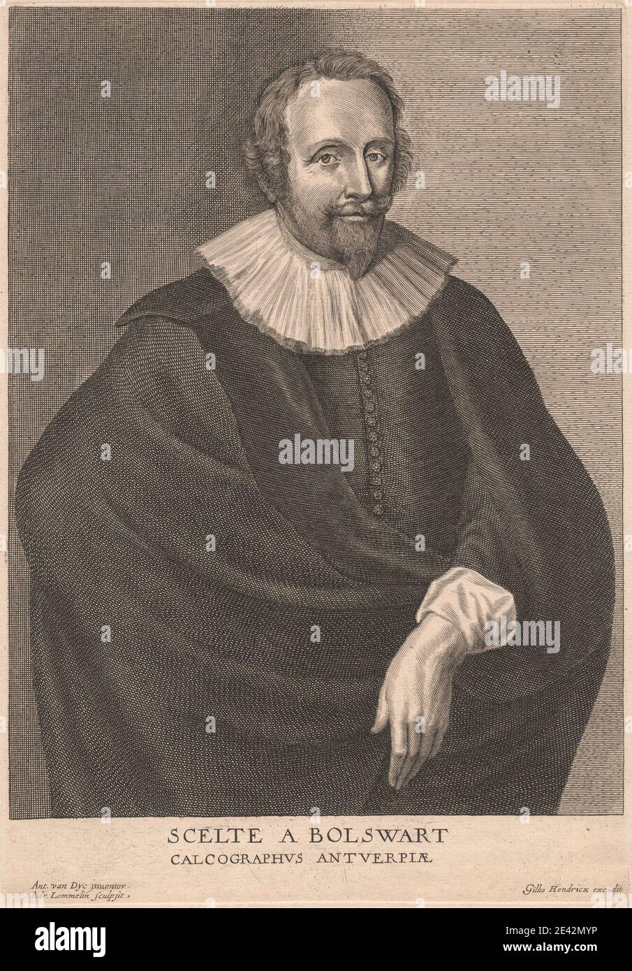 Adrian Lommelin, c. 1637â €“1677, Scelte a Bolswart, Calcograprus AntuerpiÃ¦, ca. 1635. Strichgravur und Stippelgravur auf mäßig dickem, mäßig strukturiertem, blauweißem, gedeckten Papier. Stockfoto