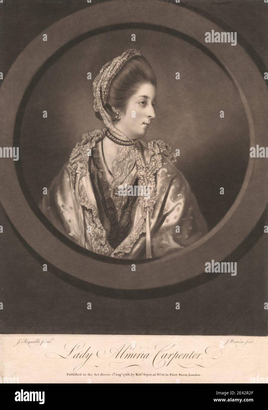 James Watson, 1740â € "1790, Briten, Lady Almiria Carpenter. Mezzotint. Stockfoto