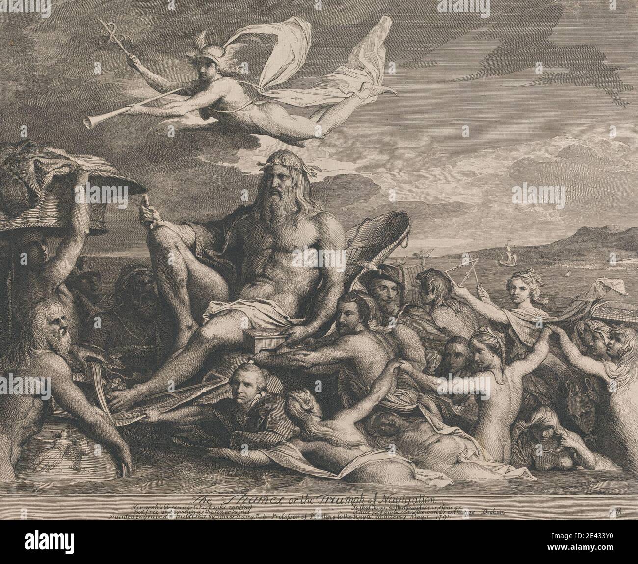 James Barry, 1741â € "1806, Irisch, die Themse oder der Triumph der Navigation (Entwürfe für den großen Raum der Gesellschaft für die Förderung der Künste), nach 1783. Radierung und Gravur. Stockfoto