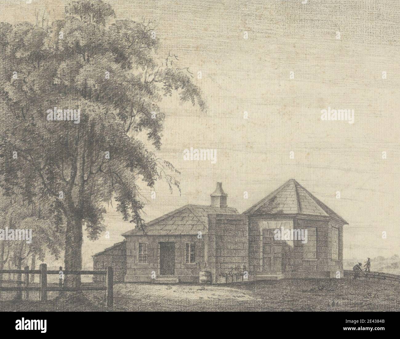 Unbekannter Künstler, achtzehnten Jahrhundert, Tea Room bei Wentworth Woodhouse, Yorkshire, undated. Schwarze Kreide auf mittlerem, leicht strukturiertem, weiß gedeckten Papier. Architektonisches Motiv, Außenansicht, Haus. England , Europa , Vereinigtes Königreich , Yorkshire Stockfoto