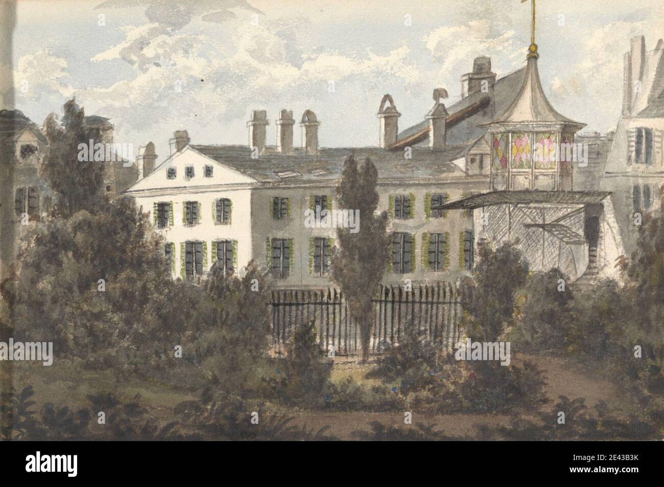 Anne Rushout, ca. 1768â €“ 1849, britische, Nr. 134, Rue du Faubourg Saint-HonorÃ©, Paris, 1824 bis 1832. Aquarell, Feder und schwarze Tinte und Graphit auf mäßig dickem, leicht strukturiertem, cremefarbenen Papier. Architektonisches Motiv Stockfoto