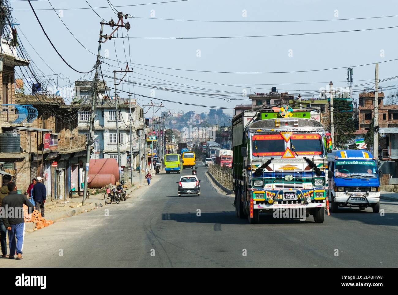 Stadtbild und überfüllten Straßen der Stadt Kathmandu Nepal Asien Stockfoto