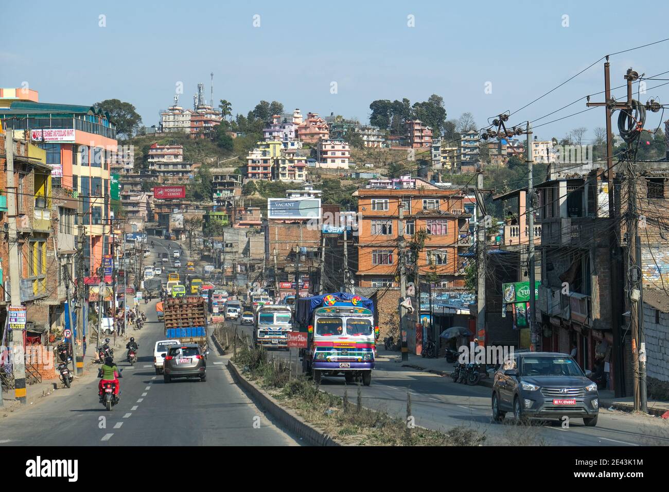 Stadtbild und überfüllten Straßen der Stadt Kathmandu Nepal Asien Stockfoto