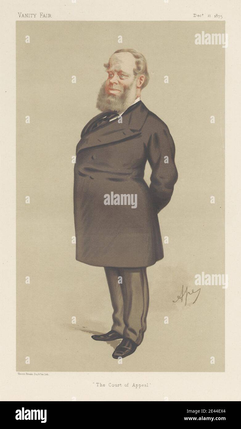 Carlo Pellegrini, 1839â € "1889, Italienisch, Vanity Fair: Legal; "das Berufungsgericht", Richard Baggallay, 11. Dezember 1875, 1875. Chromolithographie. Stockfoto
