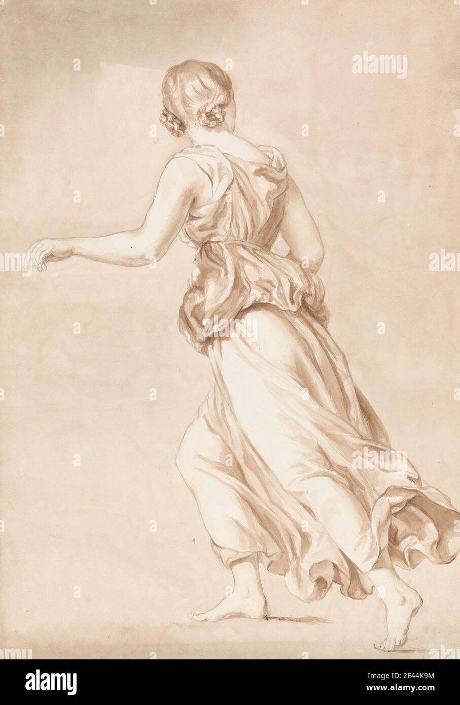 Isaac Weld, 1774â € "1856, Irisch, laufende Frau, ca. 1818. Stift in brauner Tinte, Broan-Waschung, über Graphit auf mäßig dickem, leicht strukturiertem, cremefarbenen, gewelltem Papier. Stockfoto