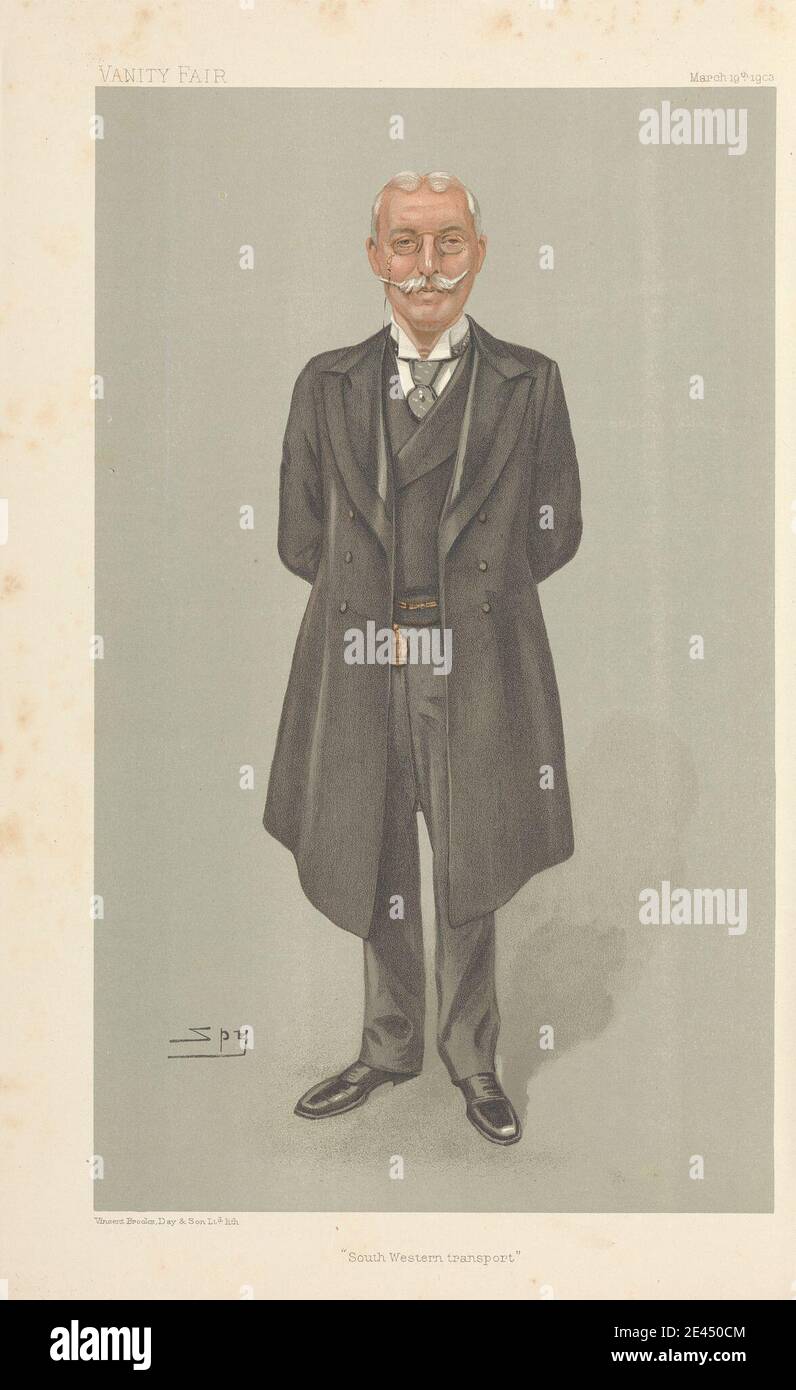 Leslie Matthew 'Spy' ward, 1851â € "1922, britische, Eisenbahn-Beamten - Vanity Fair. „Südwest-Transport“. Sir Charles John Owens. 19 1903. März 1903. Chromolithographie. Stockfoto