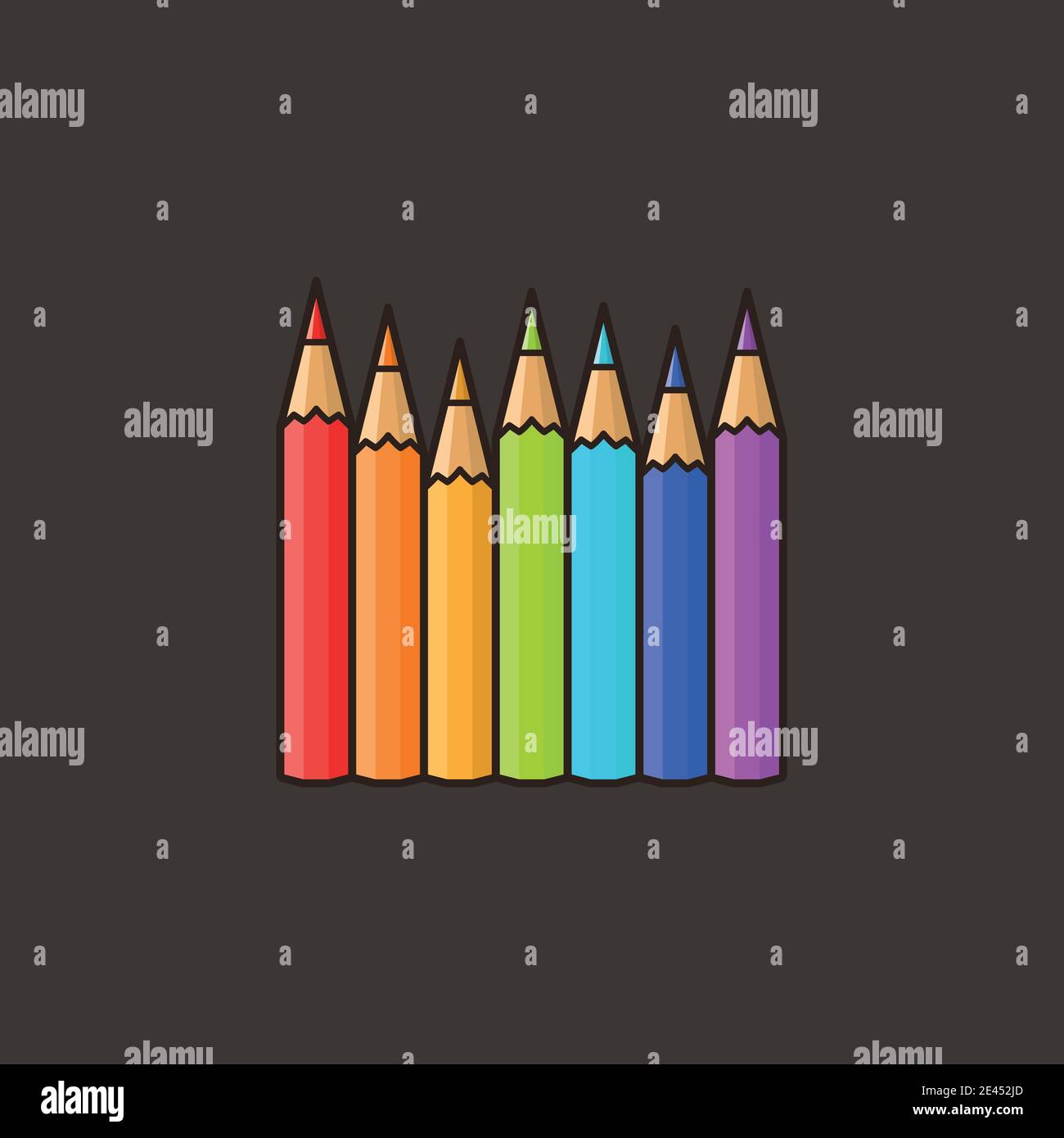 Rainbow farbige Farbstifte Vektor-Illustration für National Coloring Day Am 14. September Stock Vektor