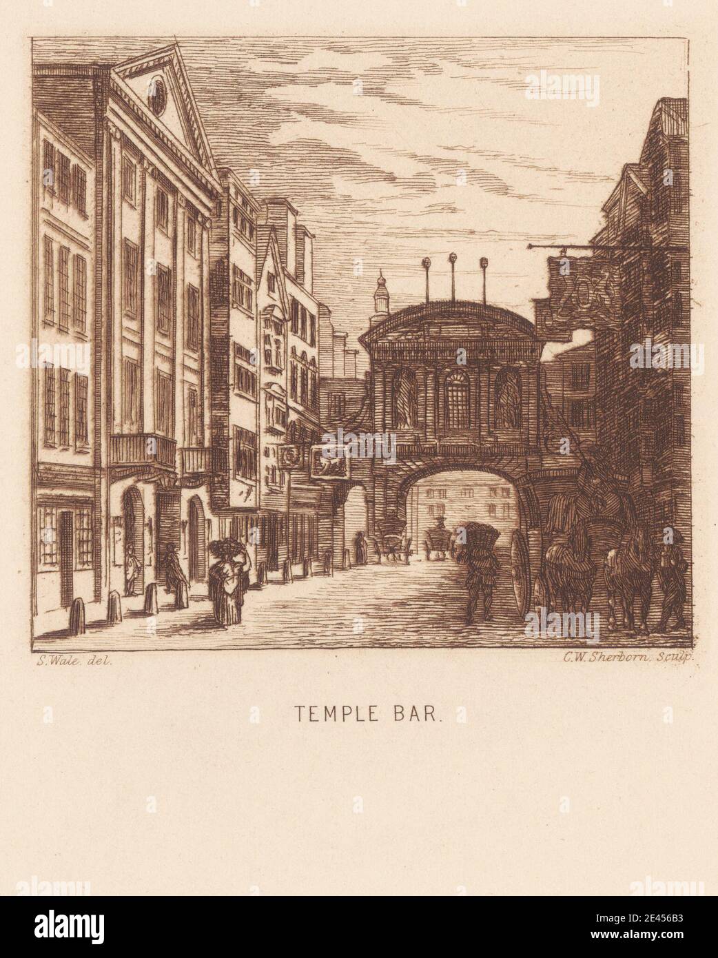 Druck gemacht von Charles William Sherborn, 1831â €"1912, Briten, Temple Bar, undated. Radierung auf mittelschwerem, leicht strukturiertem, cremefarbenen Papier. Stockfoto Druck gemacht von Charles William Sherborn, 1831â €"1912, Briten, Temple Bar, undated. Radierung auf mittelschwerem, leicht strukturiertem, cremefarbenen Papier. Stockfoto
