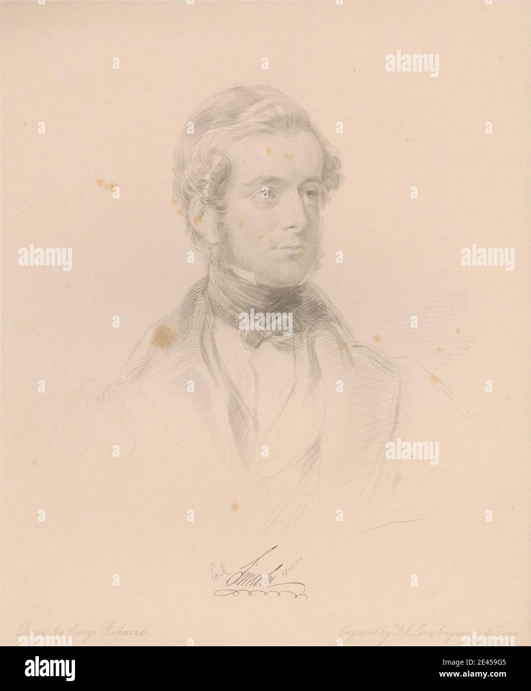 Druck gemacht von Frederick Christian Lewis der Ältere, 1779â €" 1856, Briten, Henry Pelham Fiennes Pelham-Clinton, fünfte Herzog von Newcastle-under-Lyne, 1841. Stippelgravur auf mittelschwerem, leicht strukturiertem, cremefarbenen Papier. Stockfoto