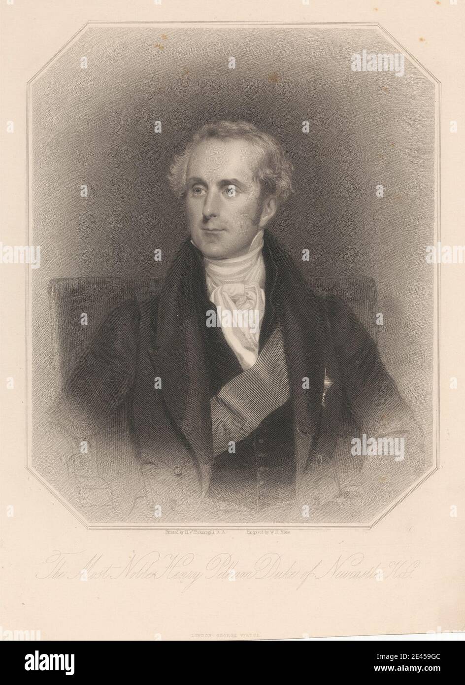 Nach Henry William Pickersgill, 1782â € "1875, Briten, die meisten Edlen Henry Pelham Herzog von Newcastle K.G, 1836. Stippelgravur und Liniengravur auf mäßig dickem, glattem, cremefarbenen Papier. Stockfoto