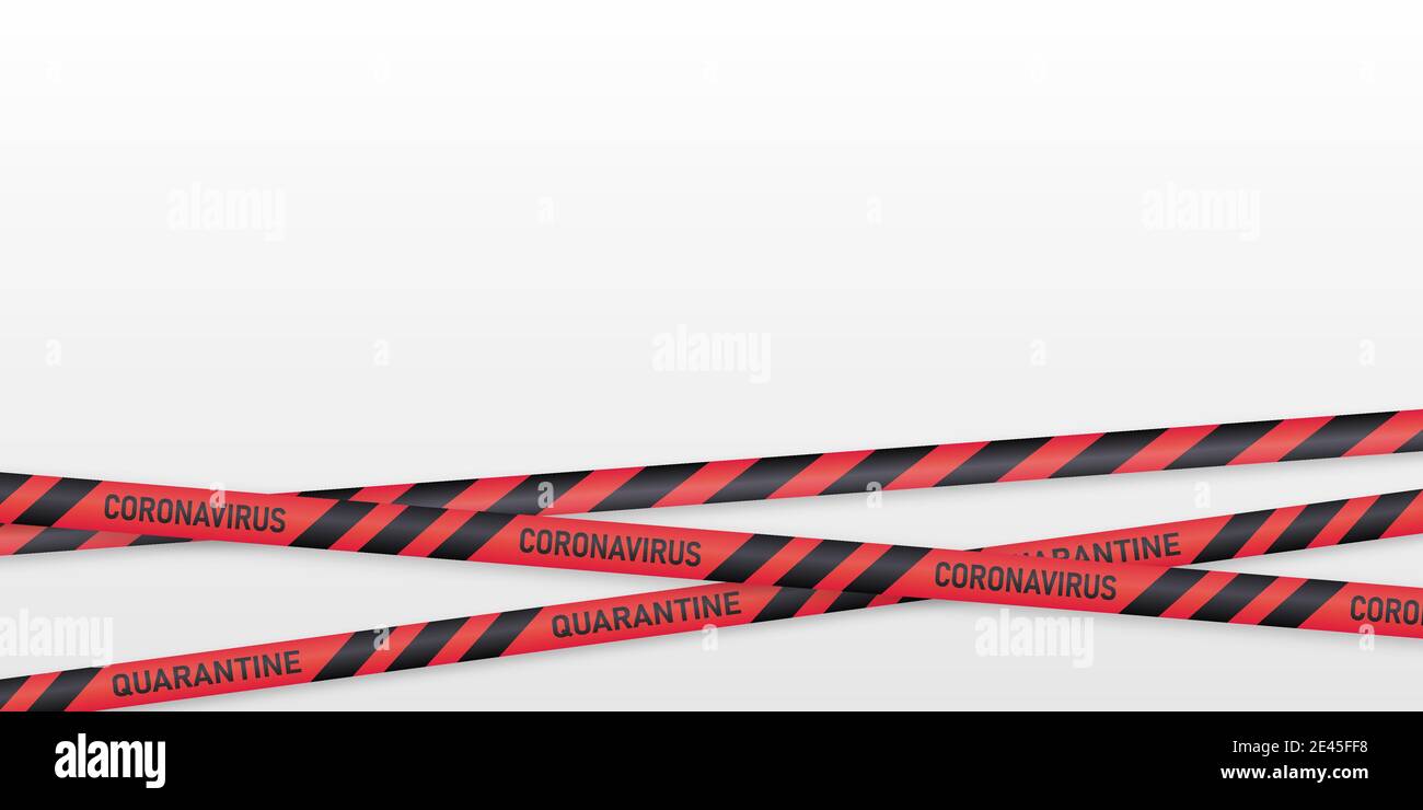 Warnung Coronavirus Banner mit roten schwarzen Streifen. Weißer Hintergrund mit Kopierbereich. Stock Vektor