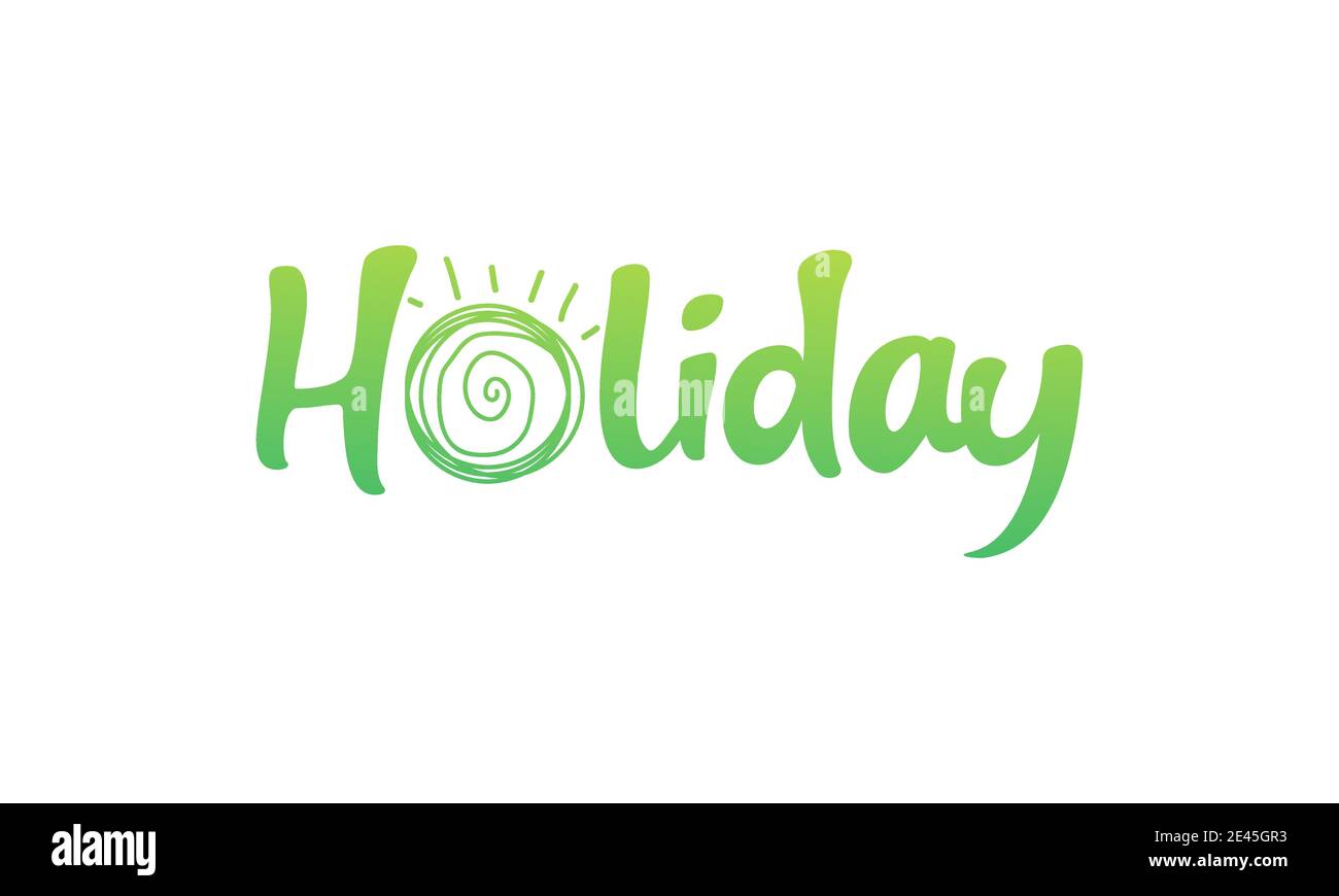 Schriftzug Urlaub mit Sun Art Logo Symbol Symbol Vektor Grafik Design Stock Vektor