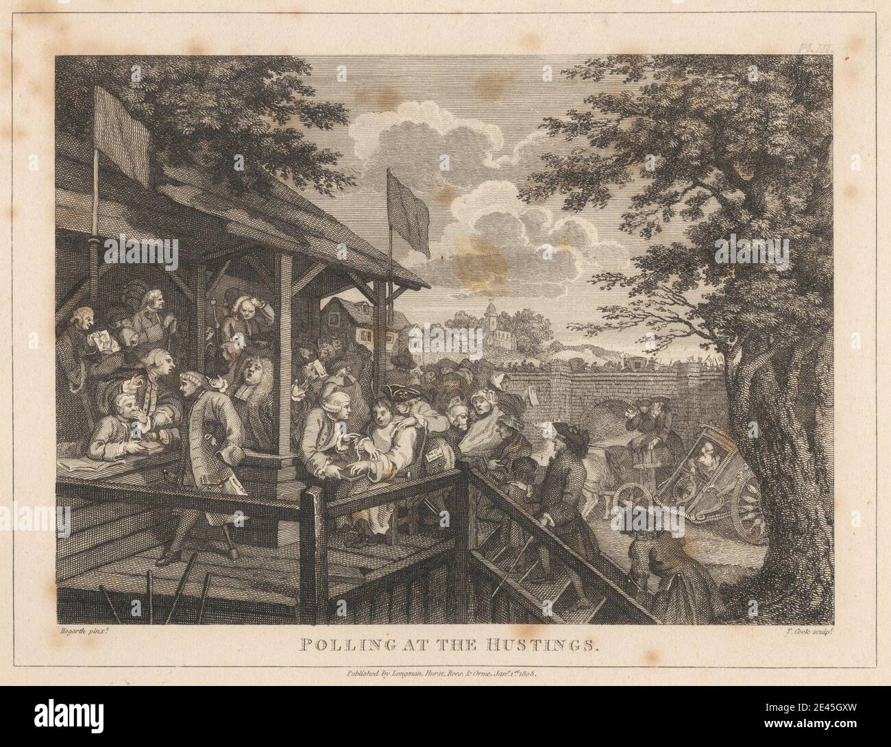 Druck gemacht von Thomas Cook, 1744â € "1818, Briten, Polling bei den Hustings, 1808. Radierung und Liniengravur auf mittelschwerem, leicht strukturiertem, cremefarbenen Papier. Stockfoto
