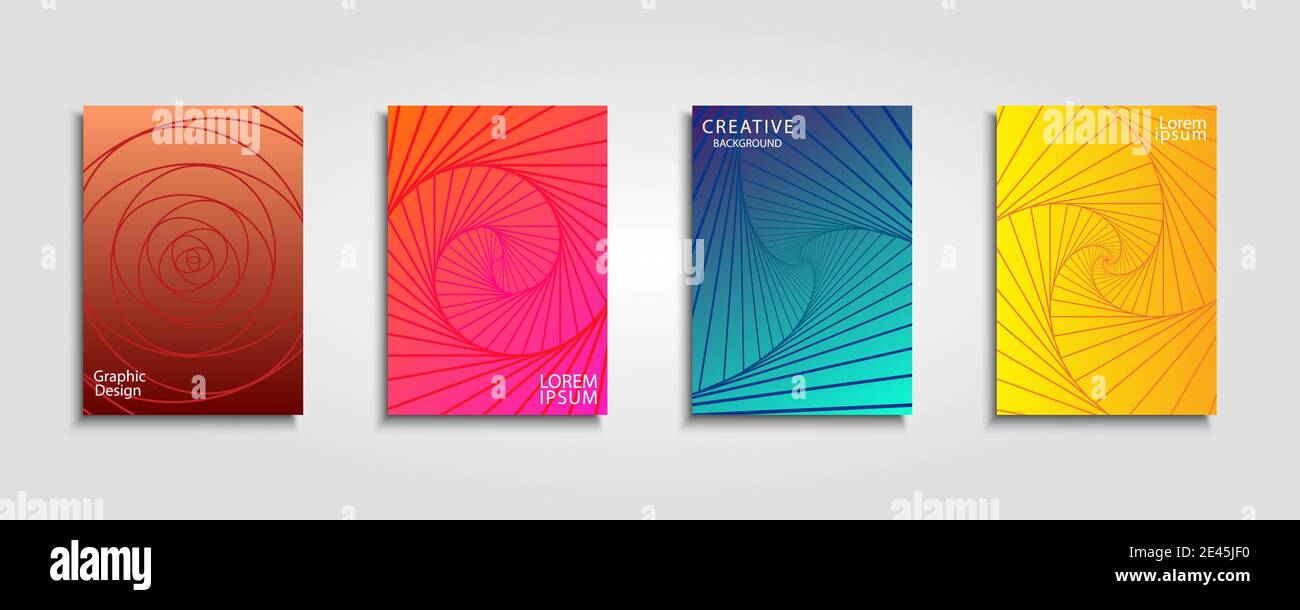 Minimales Design der Abdeckungen. Farbenfrohes Linienmuster. Zukünftige geometrische Muster Stock Vektor