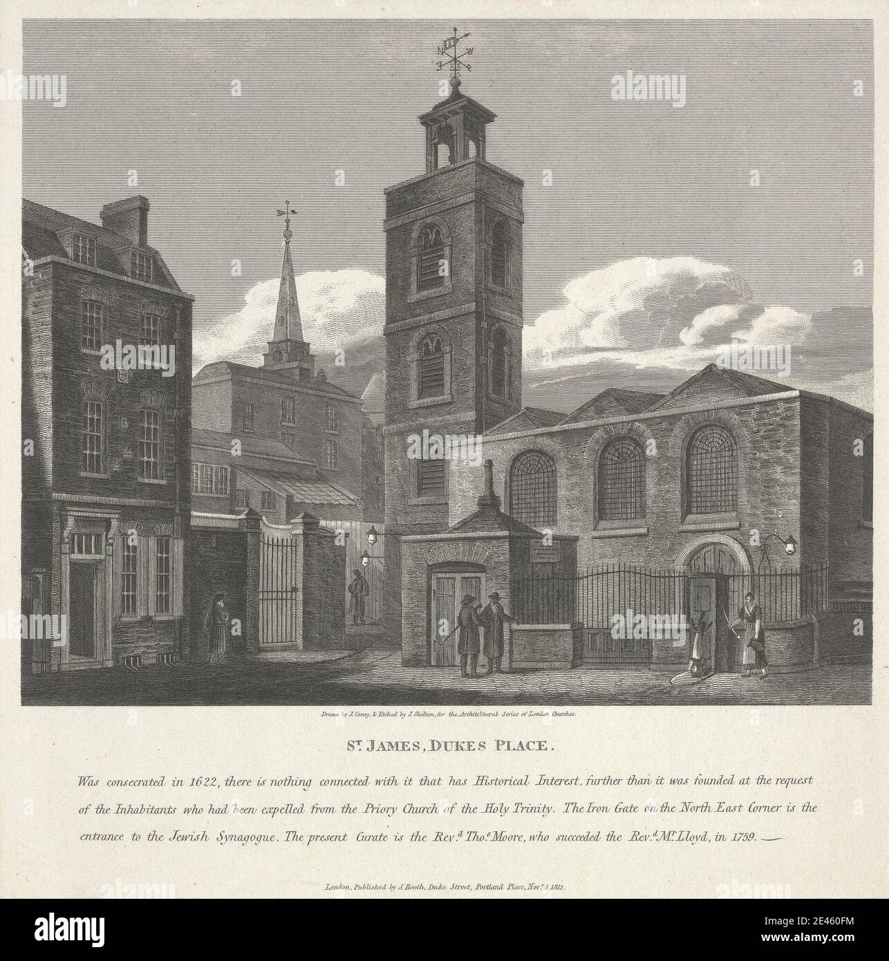 Joseph Skelton, aktiv 1820â € "1850, St. James, Dukes Place, 1812. Ätzen. Stockfoto