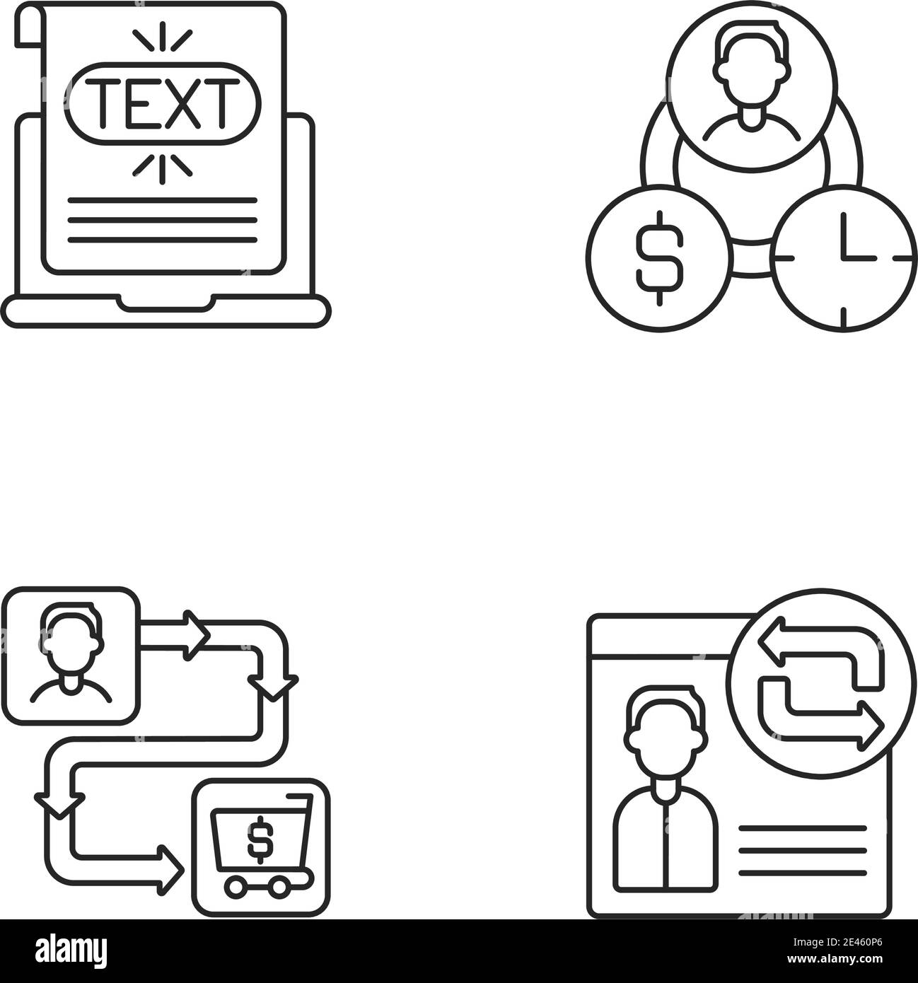 Lineare Symbole für die Webanalyse festgelegt Stock Vektor