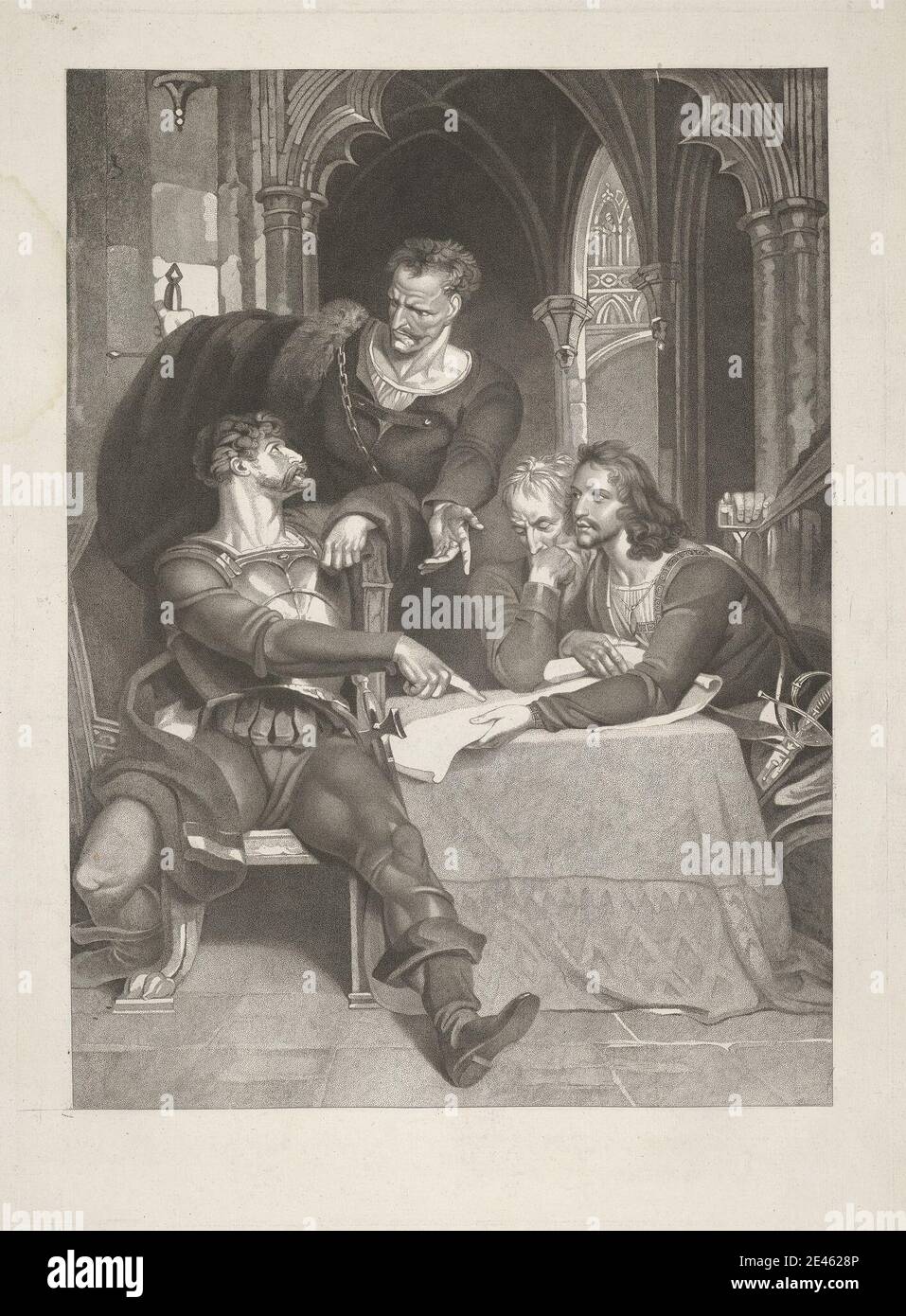 Peter Simon, 1750â € "1810, König Henry IV: Teil I, Akt III, Szene I, der Erzdiakon von Bangor's House in Wales. Hotspur, Worcester, Mortimer, & Owen Glendower, 1803. Gravur. Shakespeare, William (1564â € "1616), Dramatiker und Dichter Stockfoto