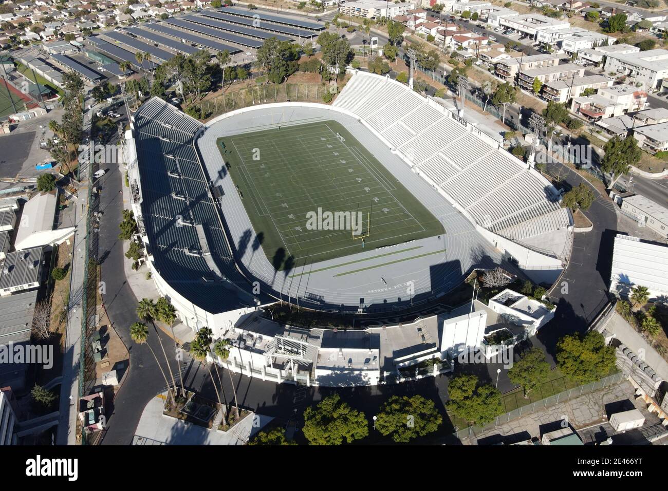 Allgemeine Gesamtansicht des Weingart Stadions (ehemals ELAC Stadium) auf dem Campus des East Los Angeles College, Sonntag, 17. Januar 2021, in Monterey Park, C Stockfoto