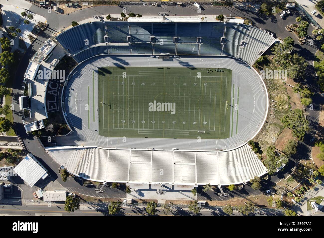 Allgemeine Gesamtansicht des Weingart Stadions (ehemals ELAC Stadium) auf dem Campus des East Los Angeles College, Sonntag, 17. Januar 2021, in Monterey Park, C Stockfoto