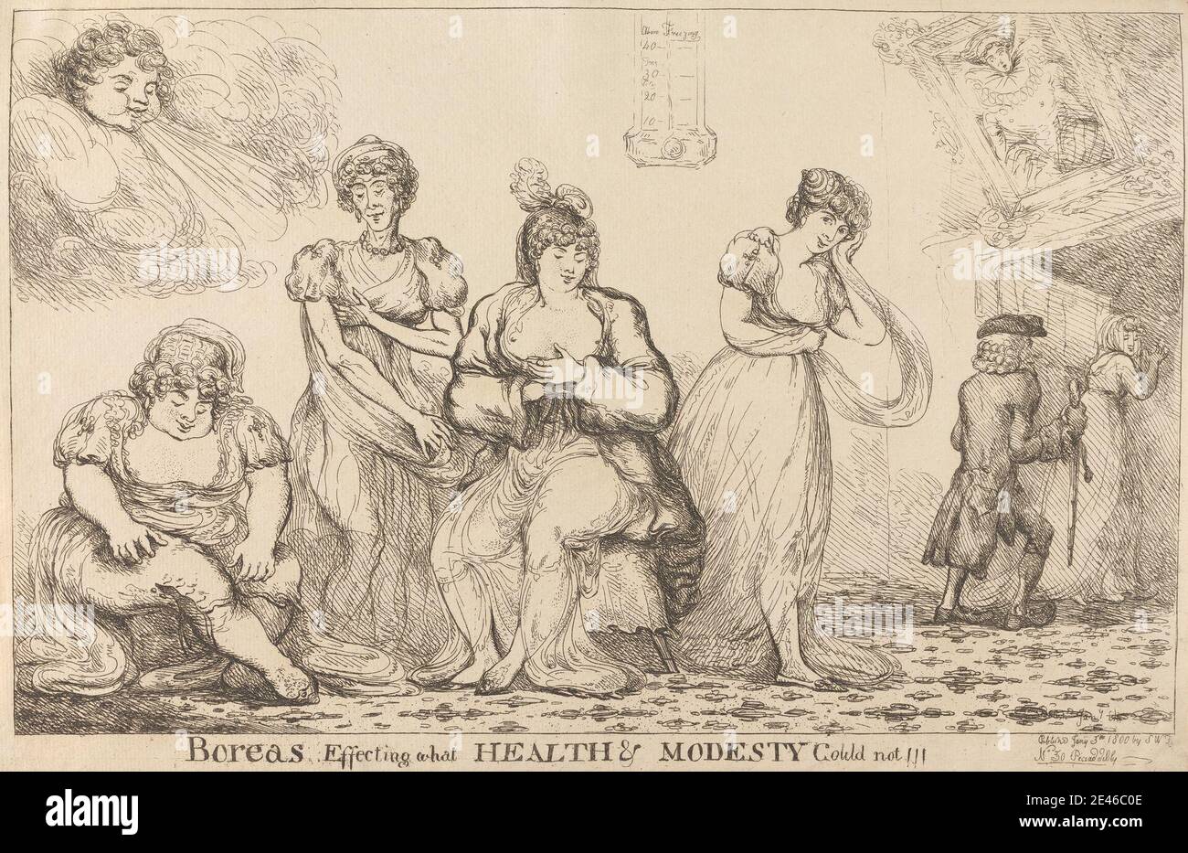 John Cawse, 1779â € "1862, Briten, Boreas Auswirkungen, was Gesundheit & Modesty konnte nicht, 1800. Ätzen. Stockfoto