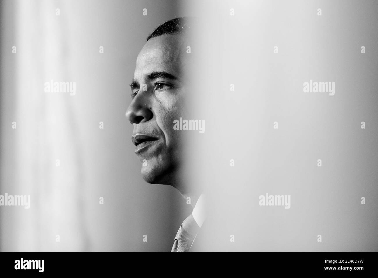 US-Präsident Barack Obama kommt am 29 2009. Juni in das große Foyer des Weißen Hauses in Washington, DC, USA, um eine Rede zum Thema Energie zu halten. Foto von Olivier Douliery/ABACAPRESS.COM Stockfoto