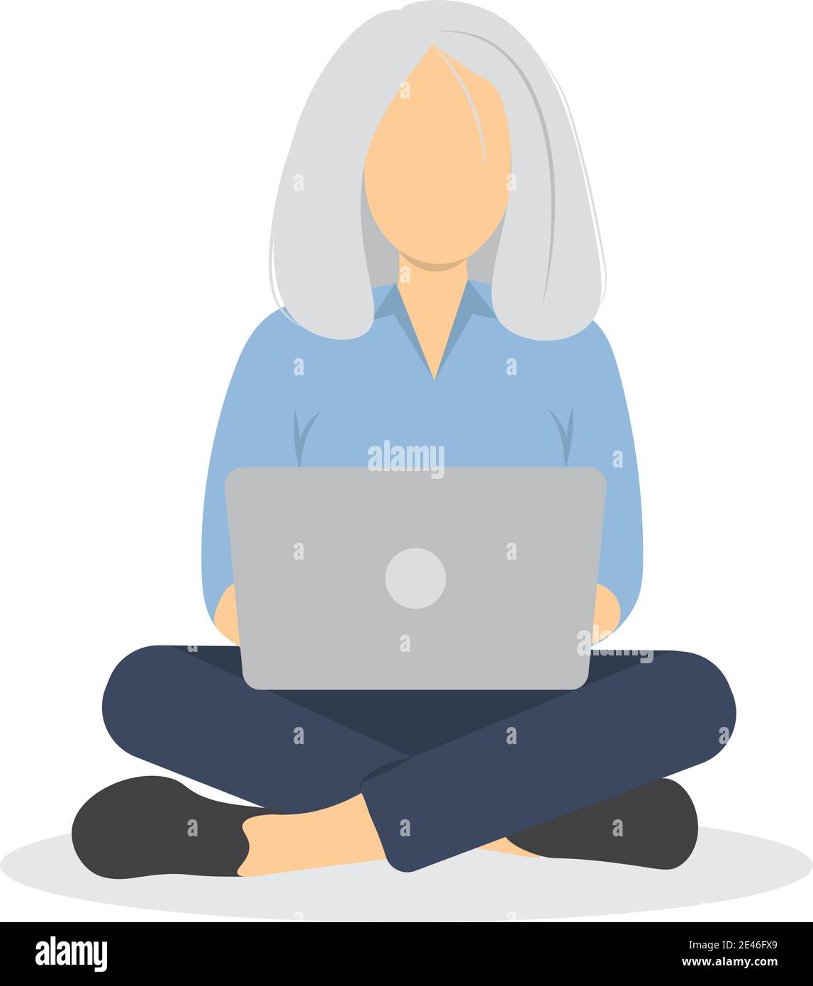 Sitzende ältere Frau mit Laptop Stock Vektor