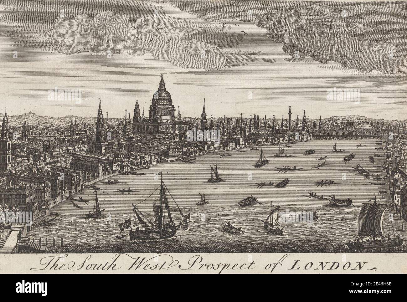 Unbekannter Künstler, siebzehnten Jahrhundert-achtzehnten Jahrhundert, der South West Prospect von London, undated. Gravur. Stockfoto