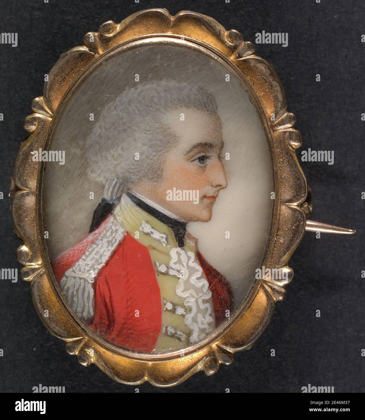 Frederick Buck, 1771â € "ca. 1840, britisch, junger Offizier in einer roten Tunika, undatiert. Aquarell und weiße Gouache auf Elfenbein. Tunika Stockfoto