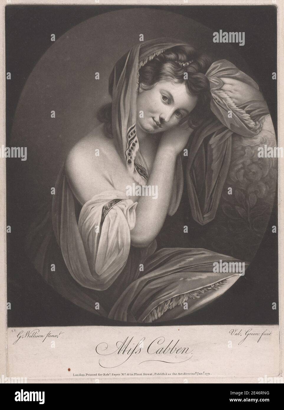 Valentine Green, 1739–1813, Großbritannien, Miss Cabben, 1771. Mezzotint. Public Domain Stockfoto