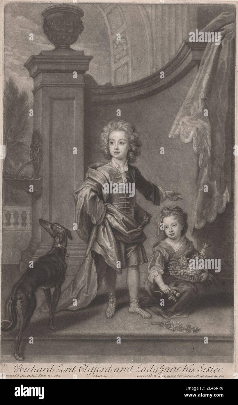 John Smith, 1652–1743, Brite, Richard, Lord Clifford (1695–1753) und seine Schwester, Lady Jane Boyle (d. L 1780, S. Mezzotint. Public Domain Stockfoto