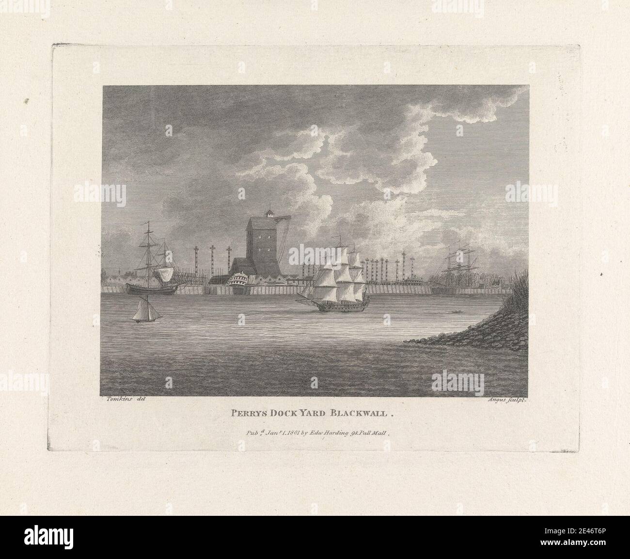 William Angus, 1752–1821, Brite, Perry's Dock Yard Blackwall, 1801. Gravur. Public Domain Stockfoto