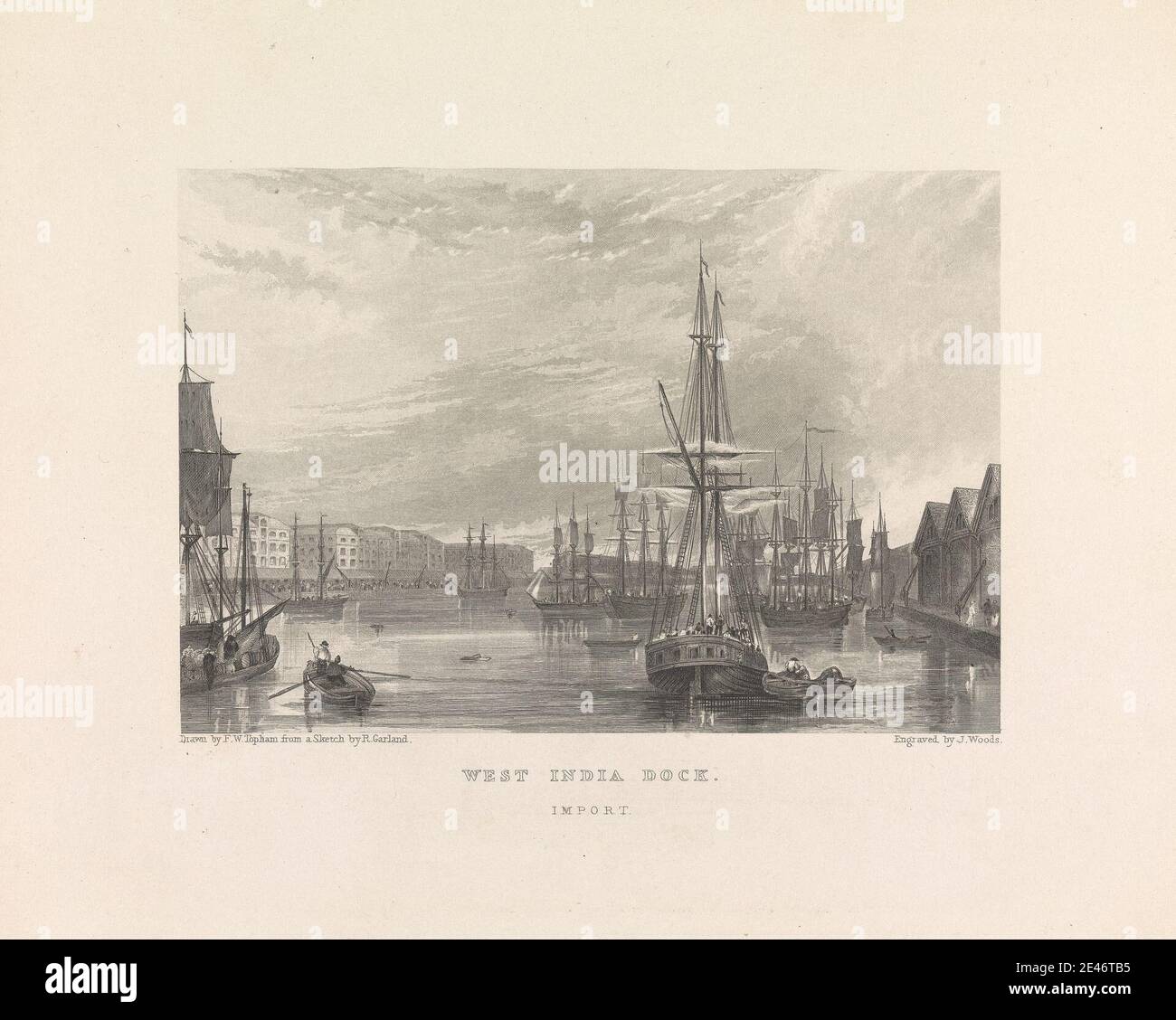 John Woods, aktiv 1836–1860, West India Dock Import. Gravur. Public Domain Stockfoto