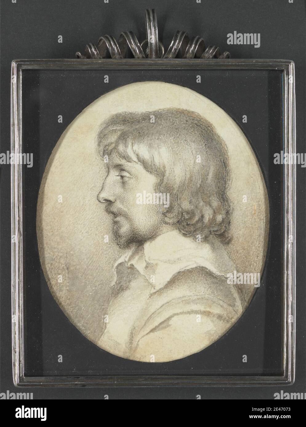 Peter Oliver, 1589–1647, britisch, Selbstporträt, ca. 1625. Aquarell und Gouache auf Medium, creme, getuschtes Papier. Portrait. Oliver, Peter (1589–1647), Miniaturmaler Stockfoto